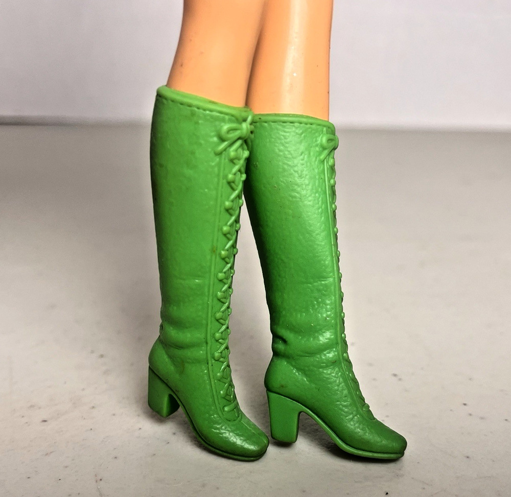 Barbie Green Squishy Mod Go Go Boots Shoes Superstar Era Mattel Japan 1970 Vtg